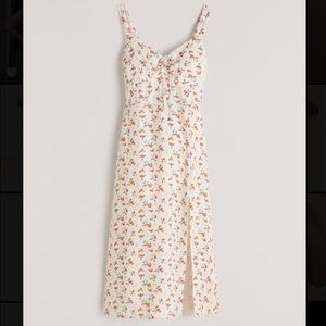 Abercrombie & Fitch side split maxi dress in peach print